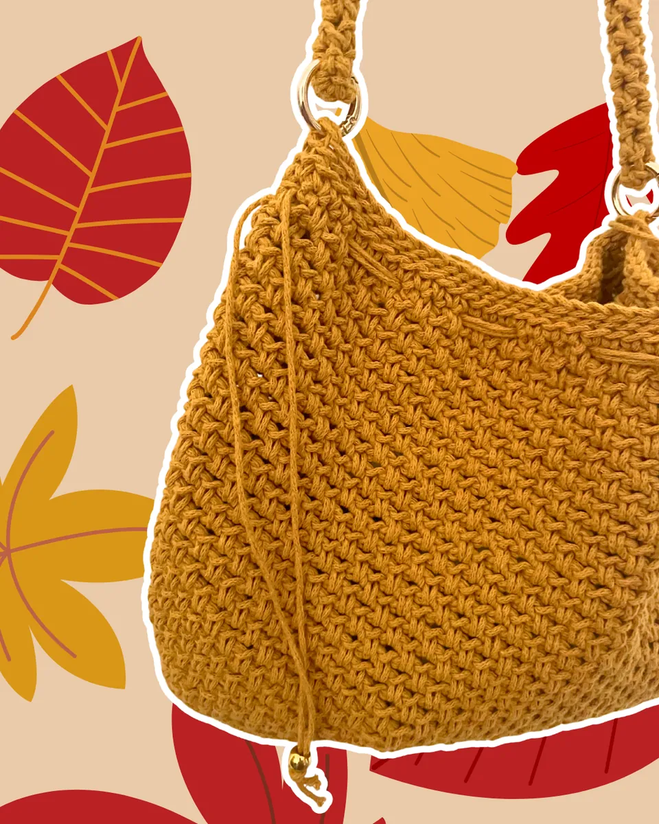Borsa Secchiello all'Uncinetto Giallo Senape / Miele con Tracolla | Borsa Handmade, foto 5