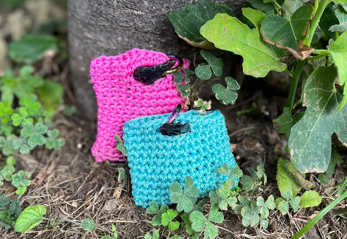 POOP BAG | Porta Sacchetti Igienici Crochet "Bau Bag" - Uncinetto Fatto a Mano a Bergamo — Turchese "Tiffany Dream", foto 5