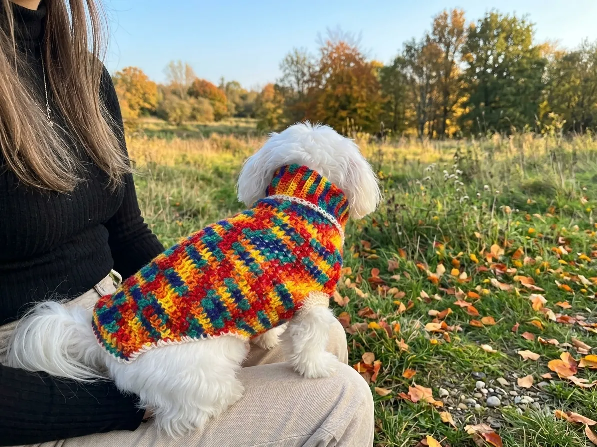Maglioncino per Cani "Rainbow Hug" — all'uncinetto fatto a mano — foto 3