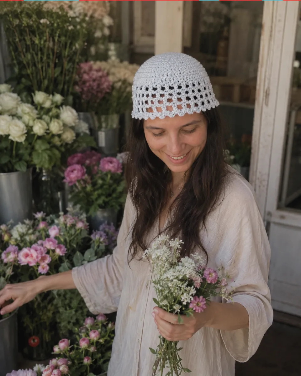 Cappellino Cloche Crochet "Pure Silver" — foto 2