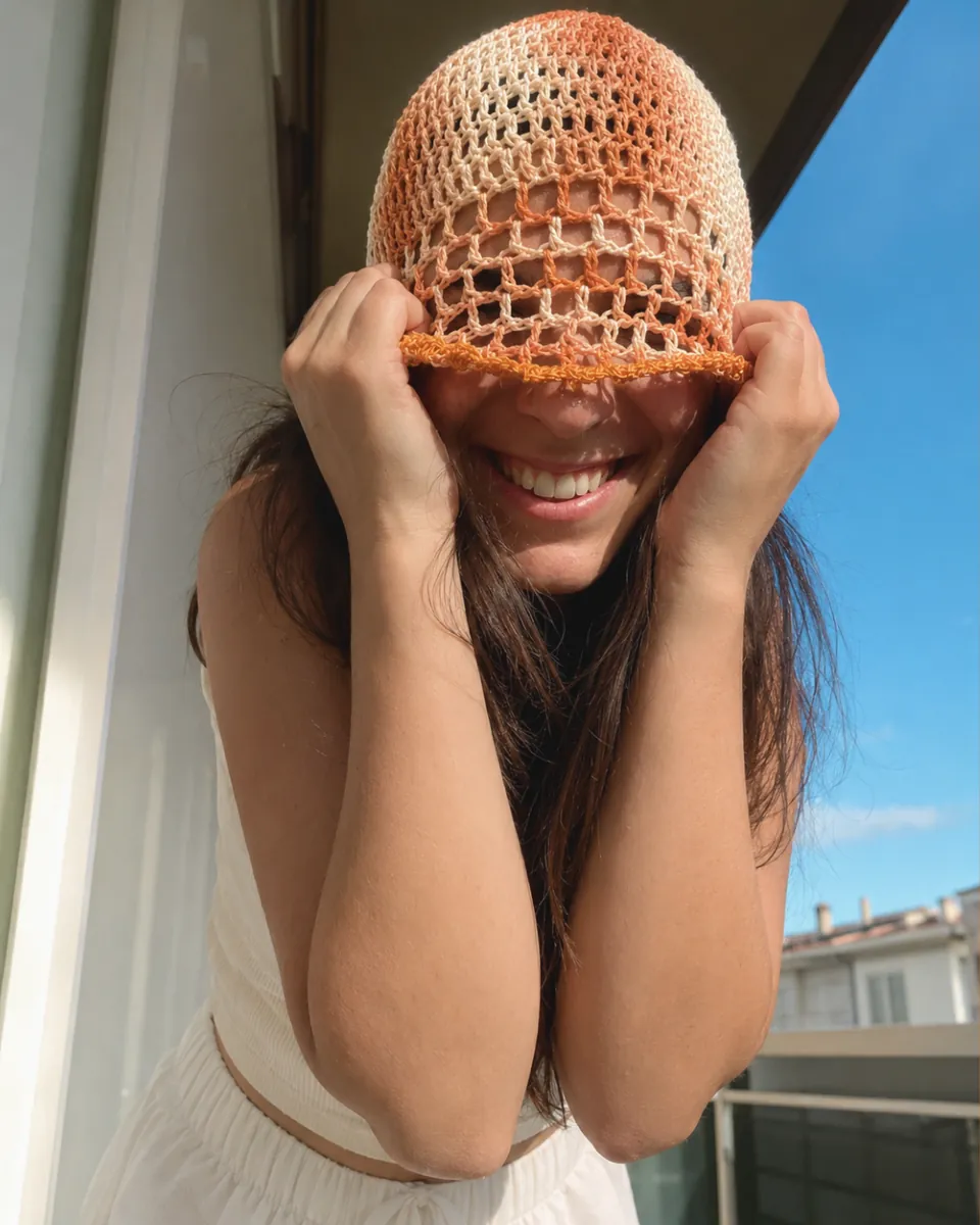 Cappellino Cloche Crochet "Sunset Mesh" — foto 5