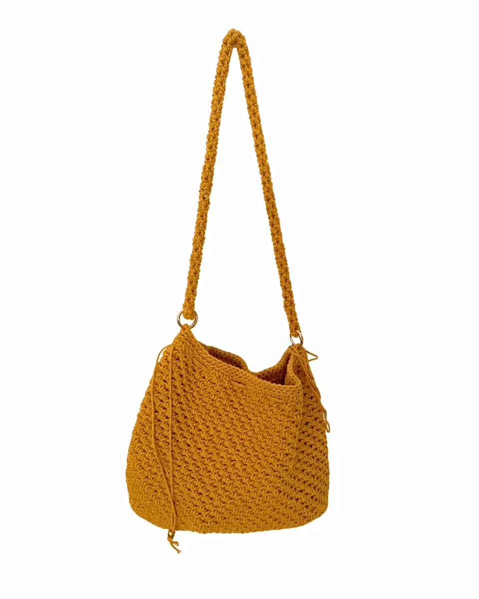 Borsa Secchiello all'Uncinetto Giallo Senape / Miele con Tracolla | Borsa Handmade, foto 7