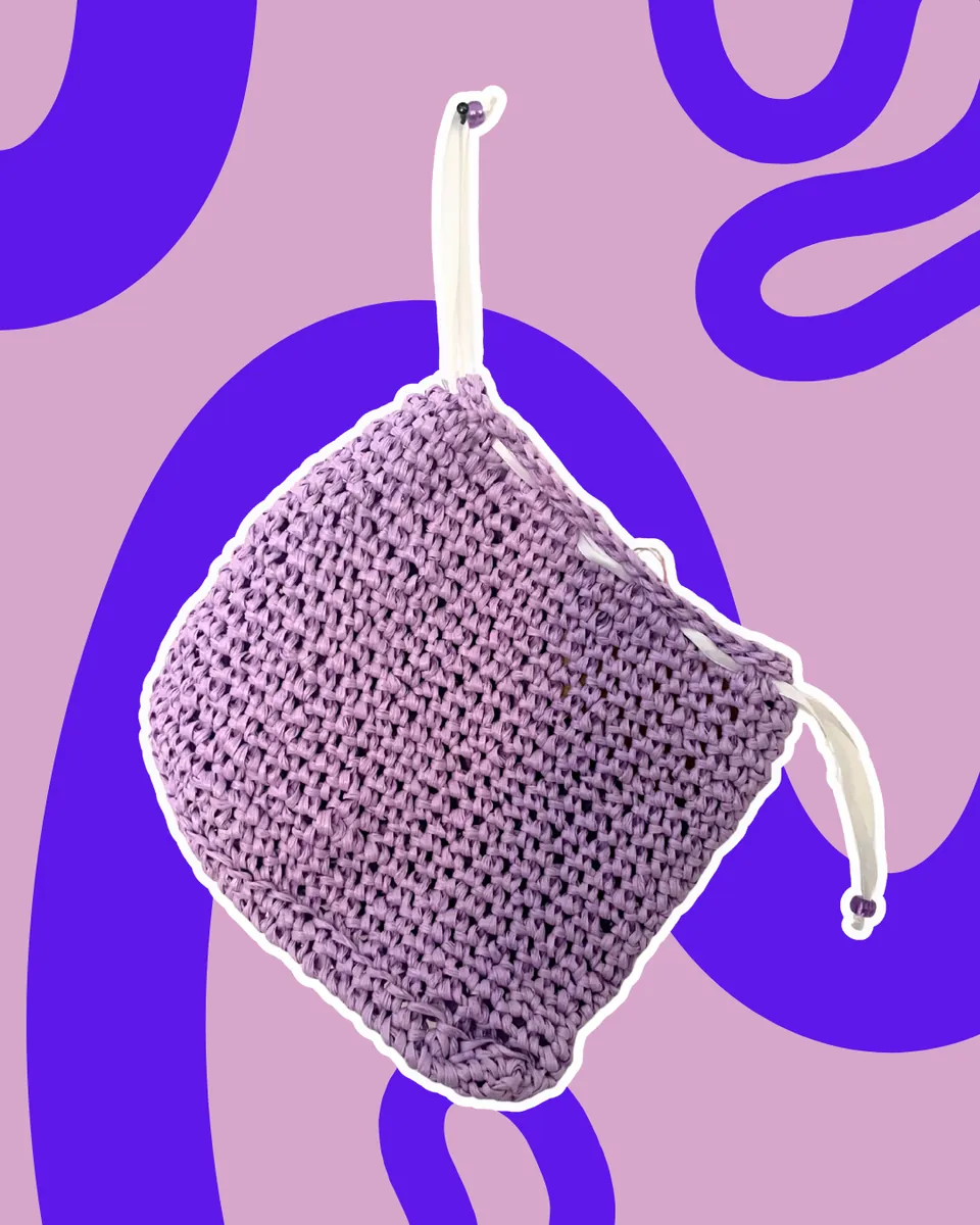Pochette Trousse in Rafia "Lilac Bloom" — foto 3