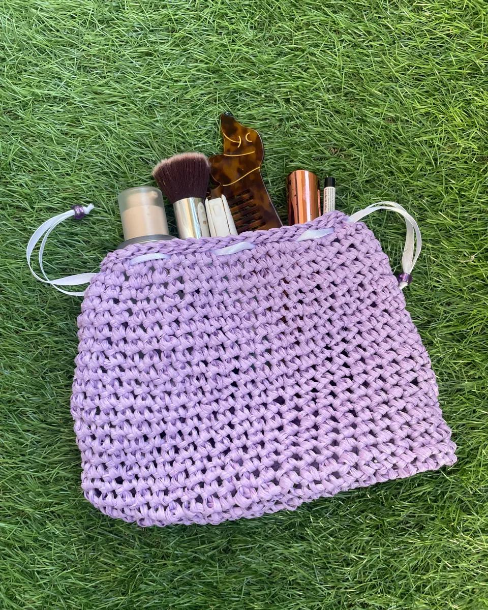 Pochette Trousse in Rafia "Lilac Bloom" — foto 4
