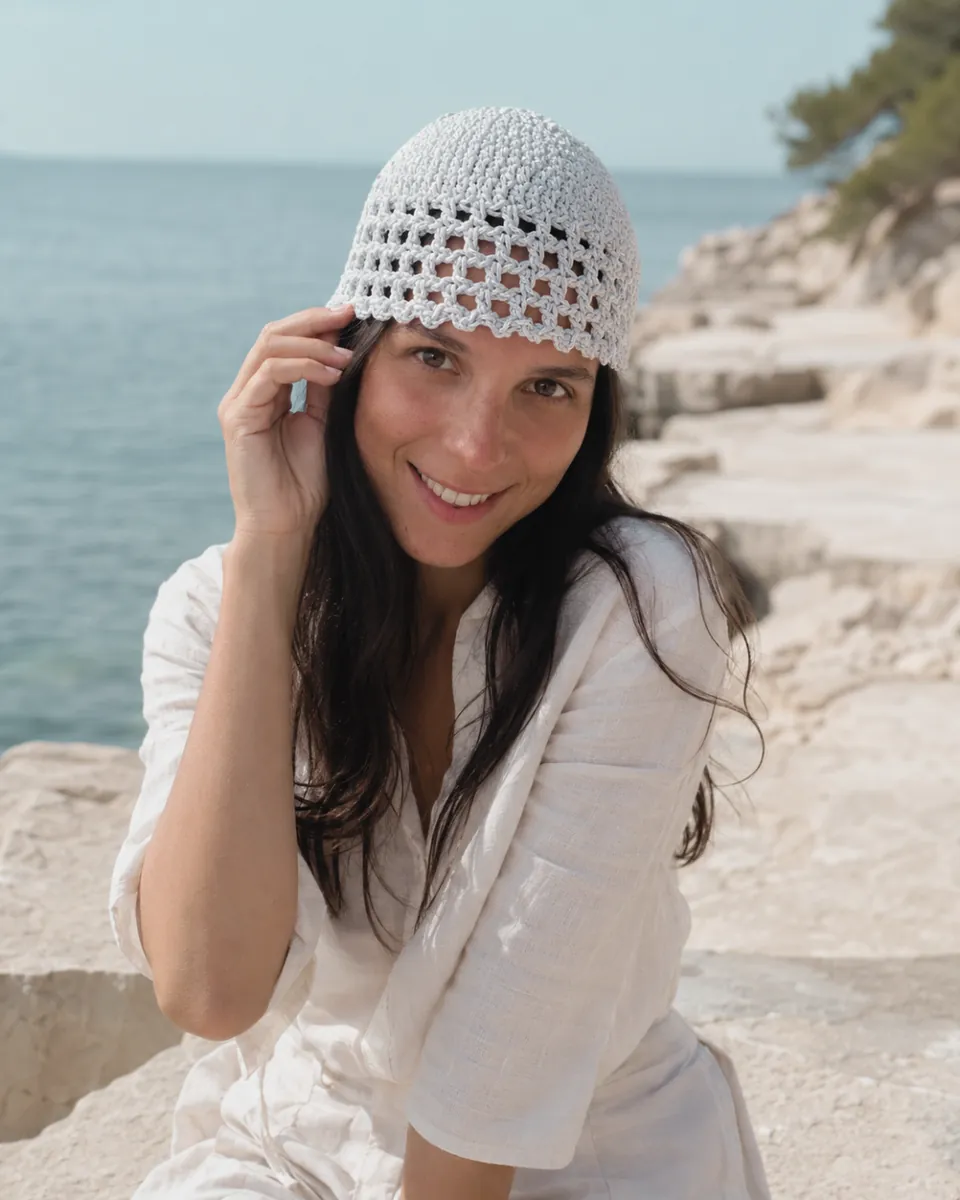 Cappellino Cloche Crochet "Pure Silver" — foto 4