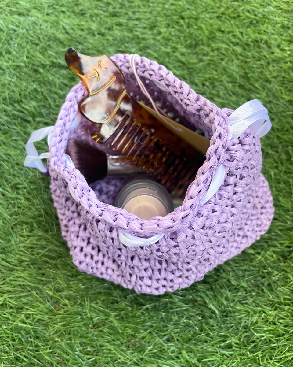 Pochette Trousse in Rafia "Lilac Bloom" — foto 2
