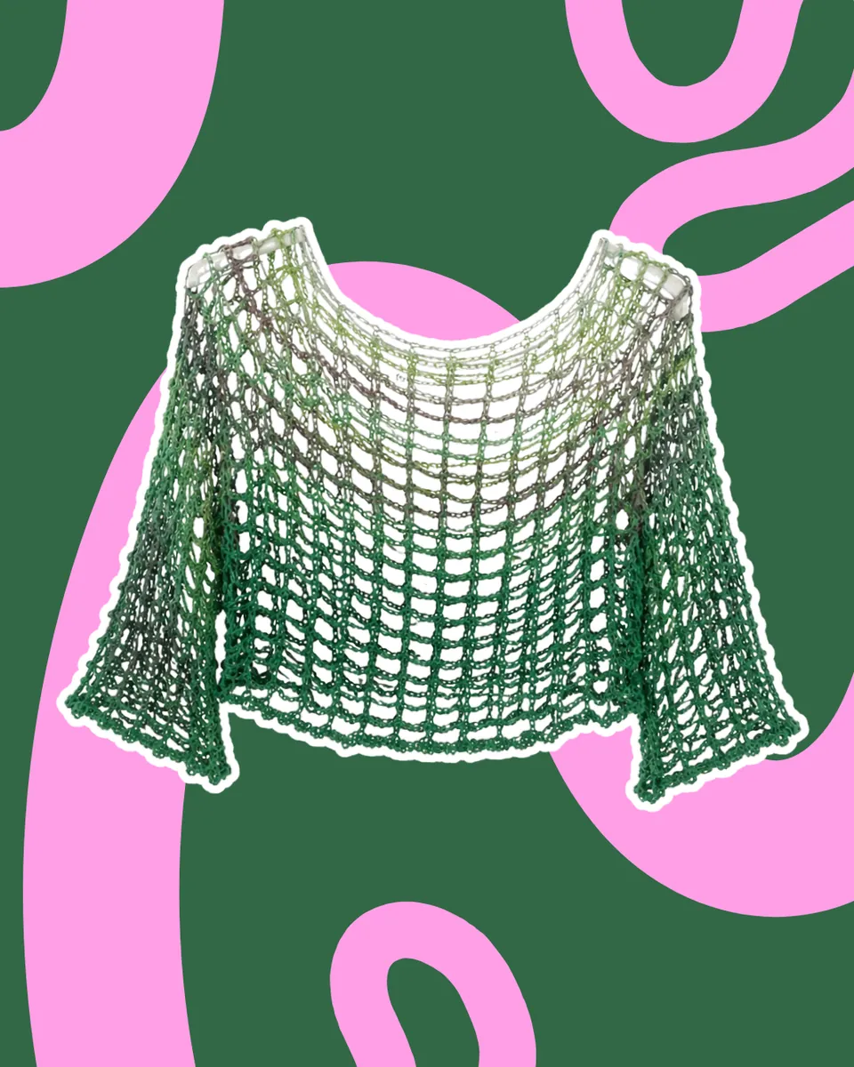 Maglia Crop Copricostume Crochet "Forest Ombré" — foto 4